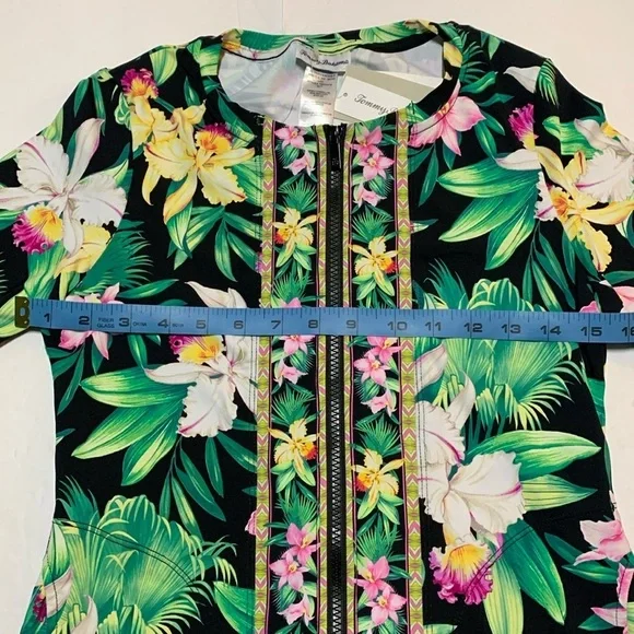 Tommy Bahama Orchid Garden Swim Rash Guard Top Full Zip Size XS UPF 50 NWT